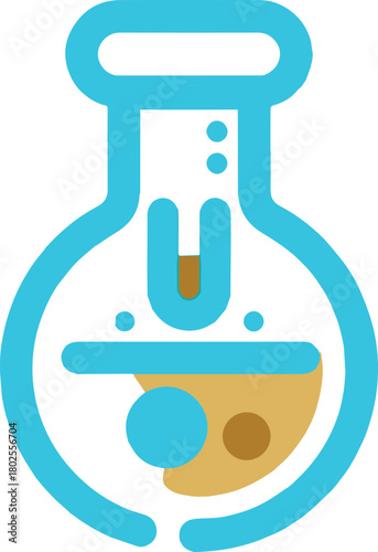 A set of stylized chemistry lab illustrations featuring flasks, test tubes, and experimental setups with colorful liquids and vapor