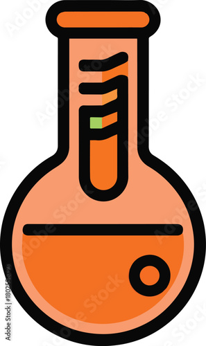 A set of stylized chemistry lab illustrations featuring flasks, test tubes, and experimental setups with colorful liquids and vapor