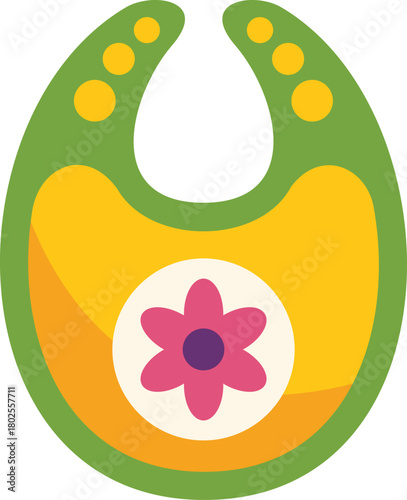 Baby bib decorated with a cute flower, perfect for keeping a baby clean during mealtimes
