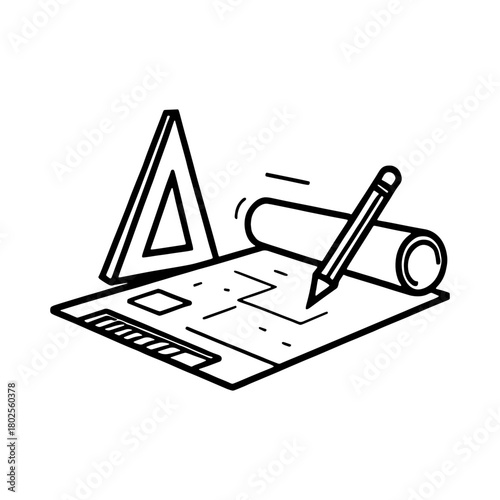 Blueprint with drawing tools Vector