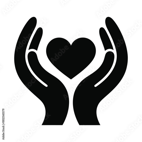 Hands holding a heart symbol of care and love