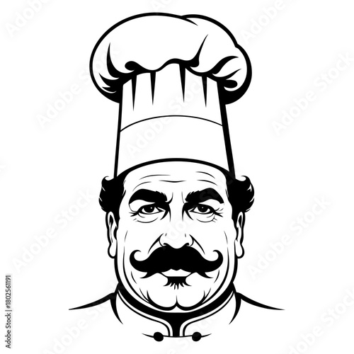 Chef face profile vector minimalist design for culinary awards branding cooking competition graphics and chef recognition programs