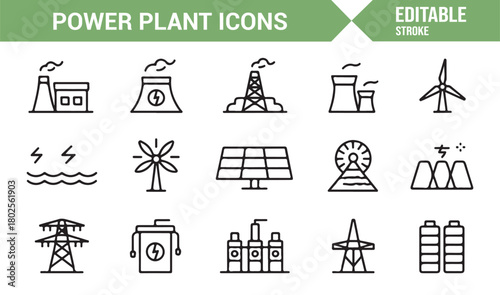Minimal Linear Icons of Multiple Energy Plants and Renewable Power Sources