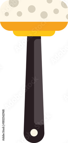 Cleaning brush with a black plastic handle, ideal for illustrating concepts related to dishwashing, housework, and cleaning tasks
