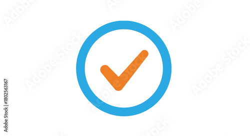 Simple check mark symbol inside blue circle for task completion
