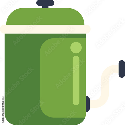Green water cooler with a pump delivering fresh water, isolated on a white background