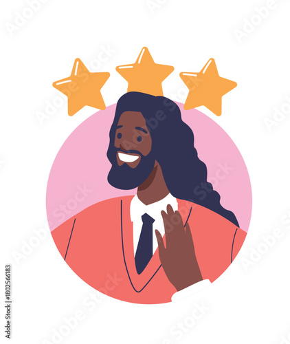 African American employee rating star