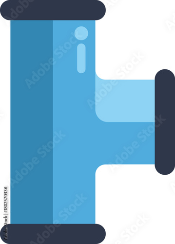 Blue water pipe section connecting, plumbing equipment illustration