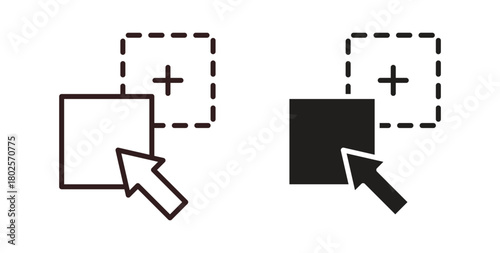 Drag and drop icon concept. Glyph vector illustration isolated. Simple solid style.