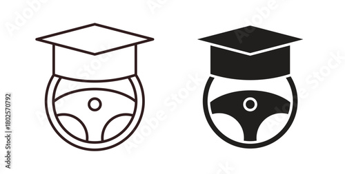 Driving school icon concept. Glyph vector illustration isolated. Simple solid style.