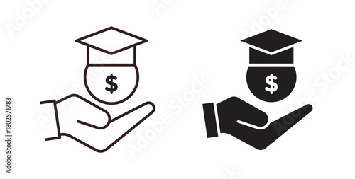 Education cost icon concept. Glyph vector illustration isolated. Simple solid style.