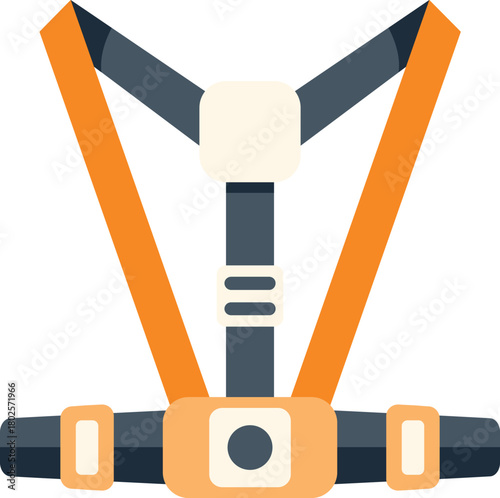 Safety harness with adjustable straps and carabiners ensuring fall protection for workers operating at elevated places