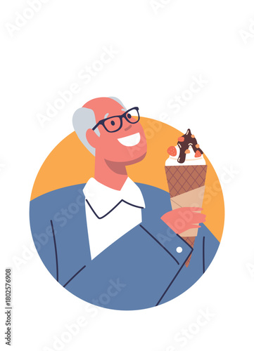 Senior businessman eating ice-cream avatar