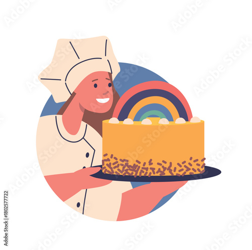 Woman baker holding cake avatar