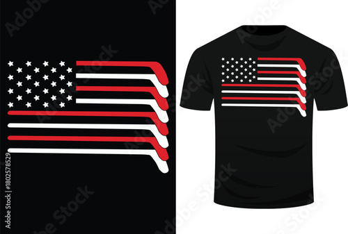 Hockey Stick USA Flag Faded Hockey Player Svg Design