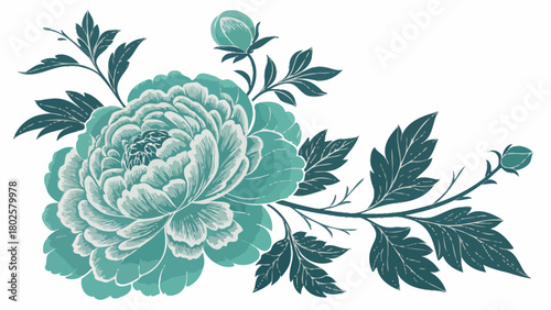 Elegant teal peony floral arrangement, perfect for adding a touch of nature inspired beauty to your designs, invitations, or branding projects