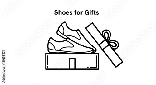 Stylish sneakers as perfect gifts in minimalistic line art style