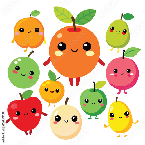 Adorable anthropomorphic fruit characters for advertising banners