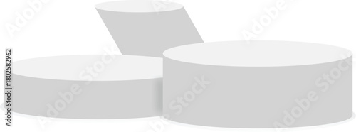 Set circle podium, pedestal and platform, stand stage, cylinder, column platform for display product, round white circle empty stages and podium stairs 3d template