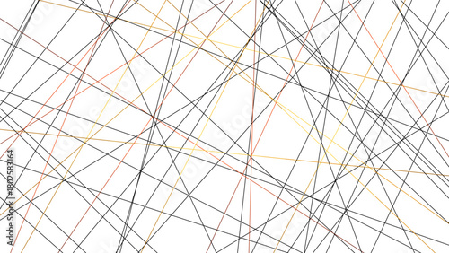 Abstract Orange Chaotic Line Pattern. Modern Geometric Digital Landscape Background on Transparent Grid. Orange and Black Random Chaotic Lines Vector. Random Diagonal and straight line pattern.