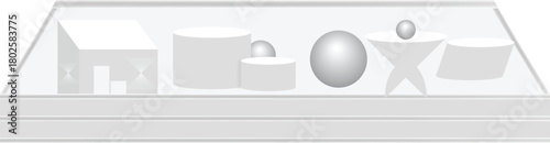 Empty white rectangular podium, top table mockup, modern pedestal and platform, concrete flooring stand stage, empty stages and podium stair 3d template for product presentation, 