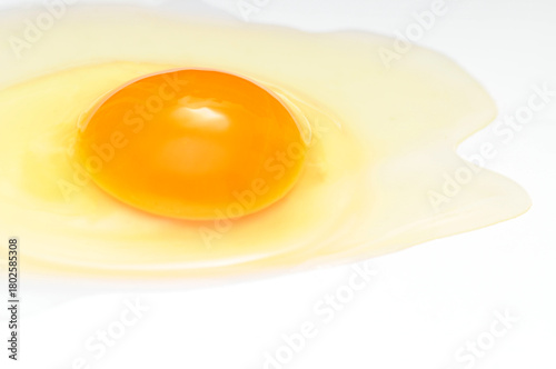 Broken egg on a white background
