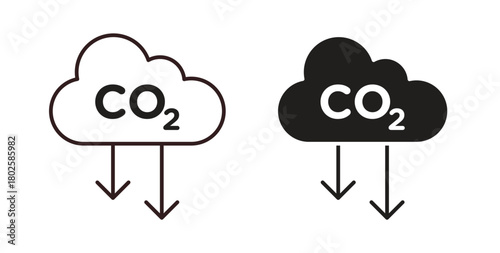 Low carbon dioxide icon concept. Glyph vector illustration isolated. Simple solid style.