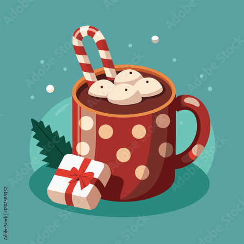 Cozy mug of hot chocolate with marshmallows