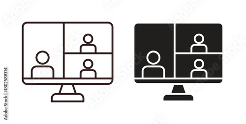 Online meeting icon concept. Glyph vector illustration isolated. Simple solid style.