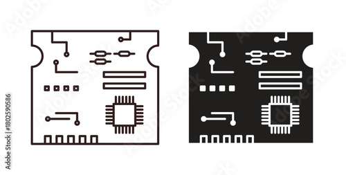 PCB icon concept. Glyph vector illustration isolated. Simple solid style.
