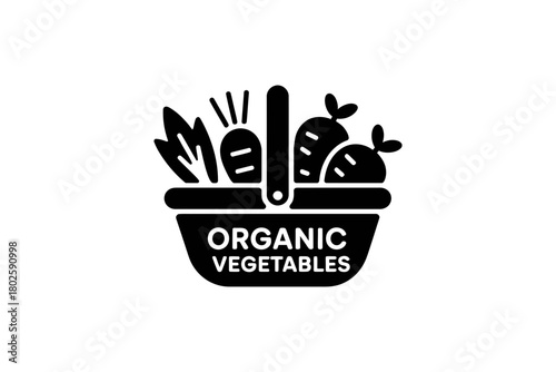 Organic vegetables basket vector illustration fresh food healthy eating concept icon