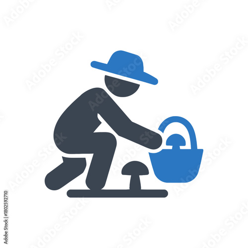 Farmer Picking Mushrooms icon