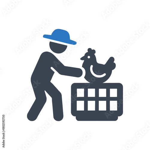 Farmer Caging Chicken icon