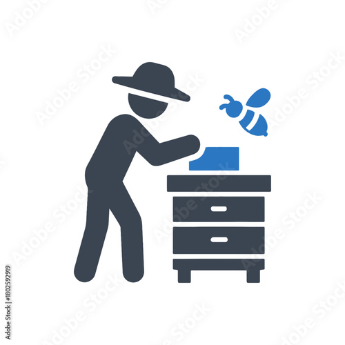 Beekeeper Tending Beehive icon