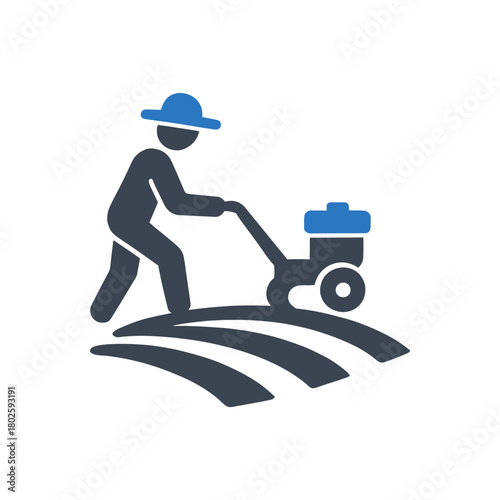 Farmer Using Tiller icon
