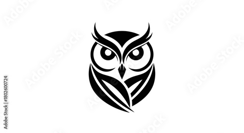 A stylized black and white owl logo with sharp lines and a symmetrical design, representing wisdom and nocturnal nature.