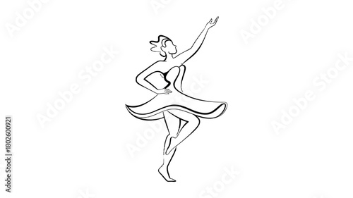 A graceful dancer illustration in motion, elegant pose.