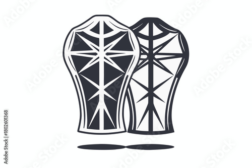 Two stylized cocoa pod drawings feature geometric patterns and bold outlines