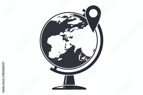Vintage globe showcases the world with a prominent pin marking a specific location