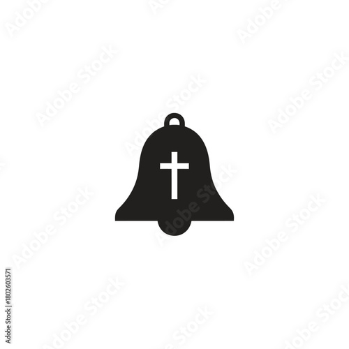 Christian bell silhouette with cross icon