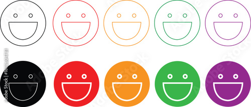 Free laughing smiley logo icon emoji. emoticon day. Winking different color vector face Set of three emoji. Facebook reactions. social media smiley emoji face.