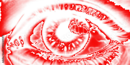 Polka dot red white halftone pattern. Gradient dots background. Modern vector illustration. Abstract curves. Grunge points backdrop. Bright colors dotted spotted pattern. Eps10