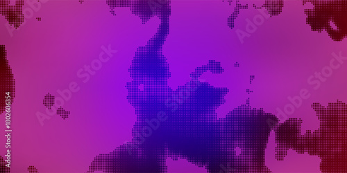 Polka dot purple violet gradient halftone pattern. Half tone background. Modern vector illustration. Black points backdrop. Bright colors dotted spotted panoramic pattern. Web banner template