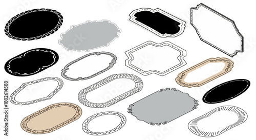 Elegant frame collection in linear and flat styles for decorative design