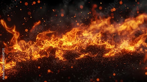 Burning embers swirling in air high resolution picture
