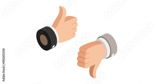 Isometric thumbs up and down: positive and negative feedback in digital design