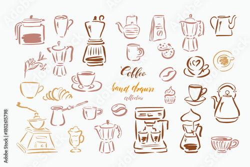 Hand Drawn Coffee and Cafe Elements Collection