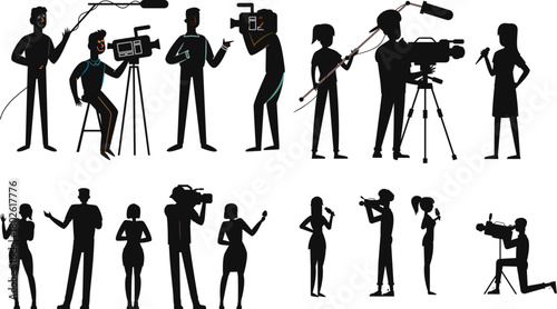 Media Professionals and News Crew Silhouettes Collection