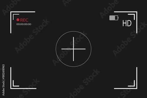 Camera recording interface display with rec indicator and hd mode. Vector