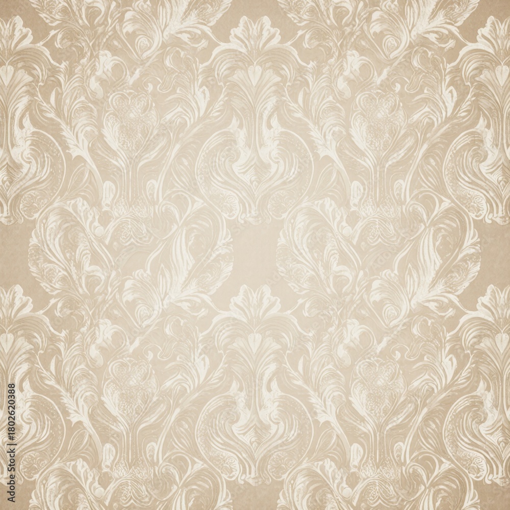 Fototapeta premium Elegant vintage floral wallpaper design in soft beige tones for home decor inspiration